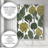 Modern Abstract Forest Tree Canopy Repeat Pattern Green and Ochre Canvas Wall Art Print Decor Picture Ready to Hang