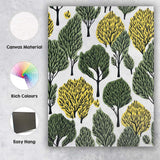 Modern Abstract Forest Tree Canopy Repeat Pattern Green and Ochre Canvas Wall Art Print Decor Picture Ready to Hang