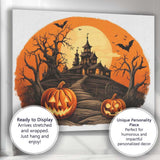 Halloween Haunted House Pumpkin Moonlit Spooky Landscape Canvas Wall Art Print Decor Picture Ready to Hang