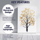 Elegant Watercolour Golden Leaf Tree Botanical Nature Illustration Canvas Wall Art Print Decor Picture Ready to Hang