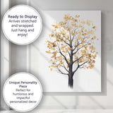 Elegant Watercolour Golden Leaf Tree Botanical Nature Illustration Canvas Wall Art Print Decor Picture Ready to Hang