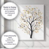 Elegant Beige Leafy Tree Silhouette Watercolour Illustration Canvas Wall Art Print Decor Picture Ready to Hang