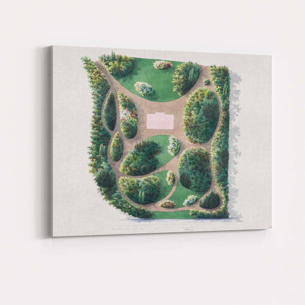 Formal Garden Landscape Plan Watercolour Design Illustration Canvas Wall Art Print Decor Picture Ready to Hang