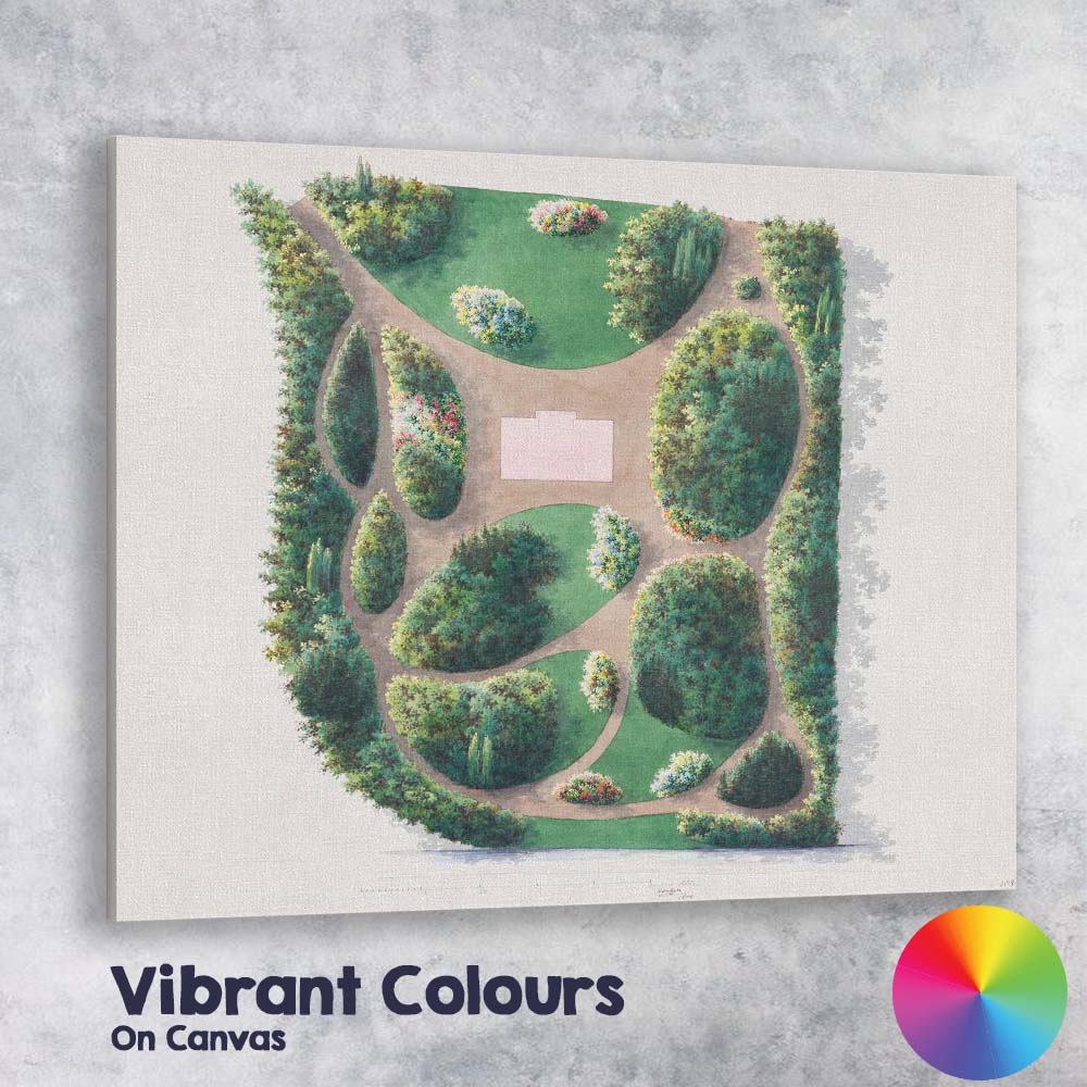 Formal Garden Landscape Plan Watercolour Design Illustration Canvas Wall Art Print Decor Picture Ready to Hang