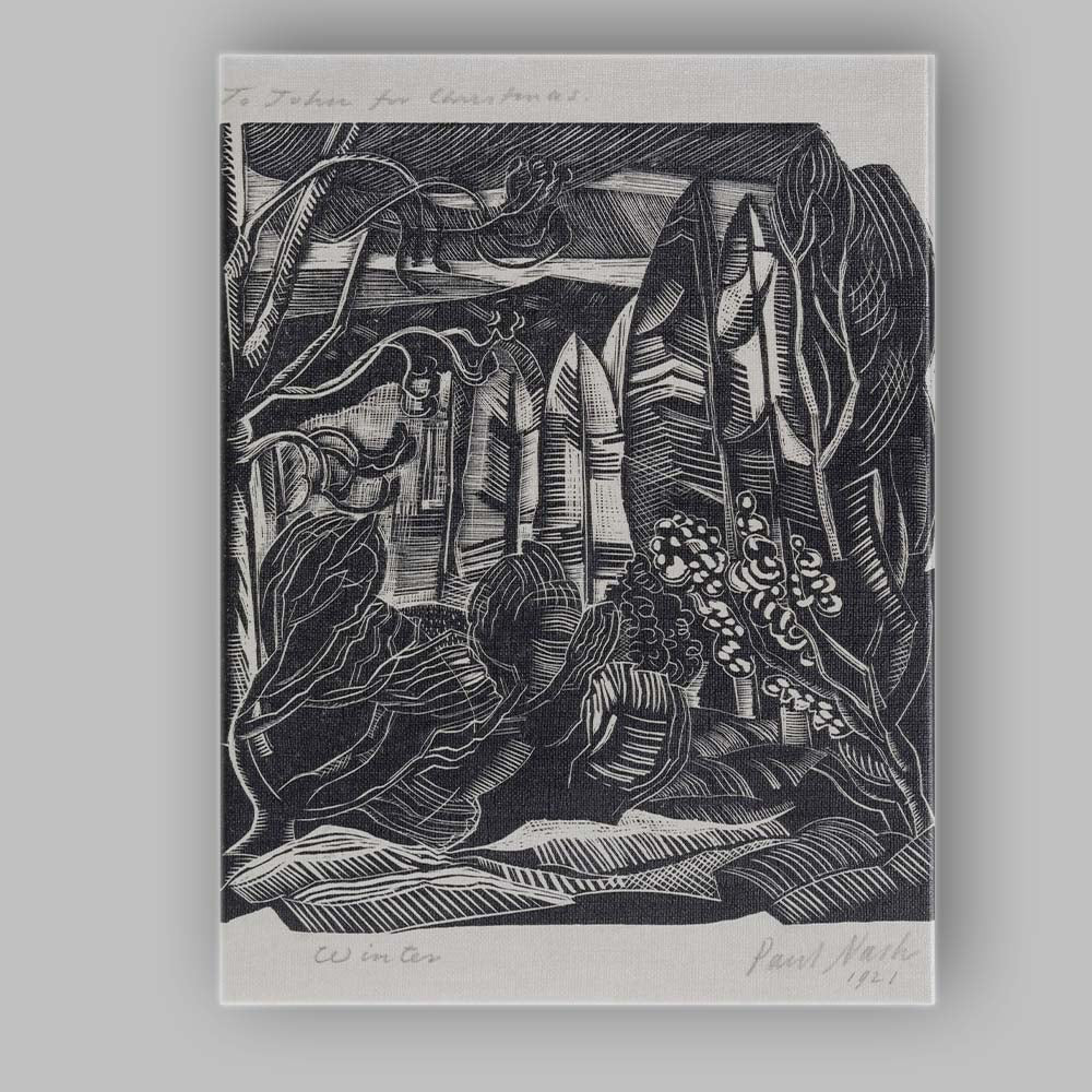 Monochrome Woodland Garden Linocut Style Tree Illustration Canvas Wall Art Print Decor Picture Ready to Hang
