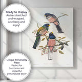 Colourful Tropical Trogon Birds Botanical Branch Illustration Canvas Wall Art Print Decor Picture Ready to Hang