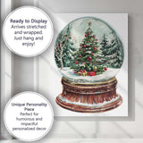 Festive Christmas Tree Snow Globe Watercolour Winter Holiday Scene Canvas Wall Art Print Decor Picture Ready to Hang