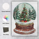 Festive Christmas Tree Snow Globe Watercolour Winter Holiday Scene Canvas Wall Art Print Decor Picture Ready to Hang