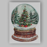 Festive Christmas Tree Snow Globe Watercolour Winter Holiday Scene Canvas Wall Art Print Decor Picture Ready to Hang