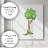 Cartoon Green Tree Nature Landscape Illustration Canvas Wall Art Print Decor Picture Ready to Hang