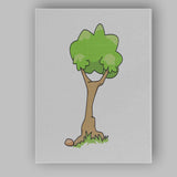 Cartoon Green Tree Nature Landscape Illustration Canvas Wall Art Print Decor Picture Ready to Hang