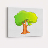 Bright Green Leafy Tree Cartoon Nature Illustration Canvas Wall Art Print Decor Picture Ready to Hang