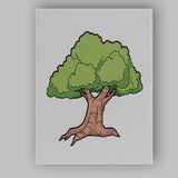 Stylised Green Canopy Tree Cartoon Woodland Illustration Canvas Wall Art Print Decor Picture Ready to Hang