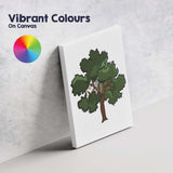 Stylised Green Oak Tree Nature Illustration Graphic Design Canvas Wall Art Print Decor Picture Ready to Hang