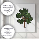 Stylised Green Oak Tree Nature Illustration Graphic Design Canvas Wall Art Print Decor Picture Ready to Hang