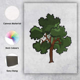 Stylised Green Oak Tree Nature Illustration Graphic Design Canvas Wall Art Print Decor Picture Ready to Hang