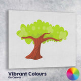 Whimsical Cartoon Tree with Wide Canopy Bright Green Nature Illustration Canvas Wall Art Print Decor Picture Ready to Hang