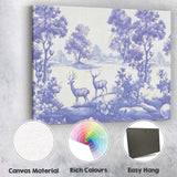Woodland Deer Forest Landscape Toile Style Pattern Design Canvas Wall Art Print Decor Picture Ready to Hang