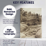 Sepia Ink Landscape Riverbank Woodland Sketch Canvas Wall Art Print Decor Picture Ready to Hang