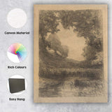 Atmospheric Woodland Clearing Tonal Landscape Drawing Canvas Wall Art Print Decor Picture Ready to Hang