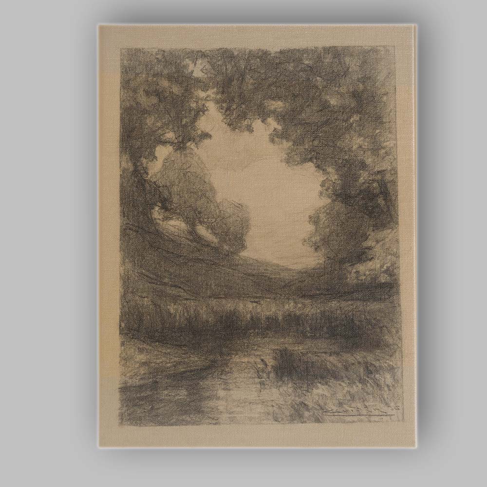 Atmospheric Woodland Clearing Tonal Landscape Drawing Canvas Wall Art Print Decor Picture Ready to Hang