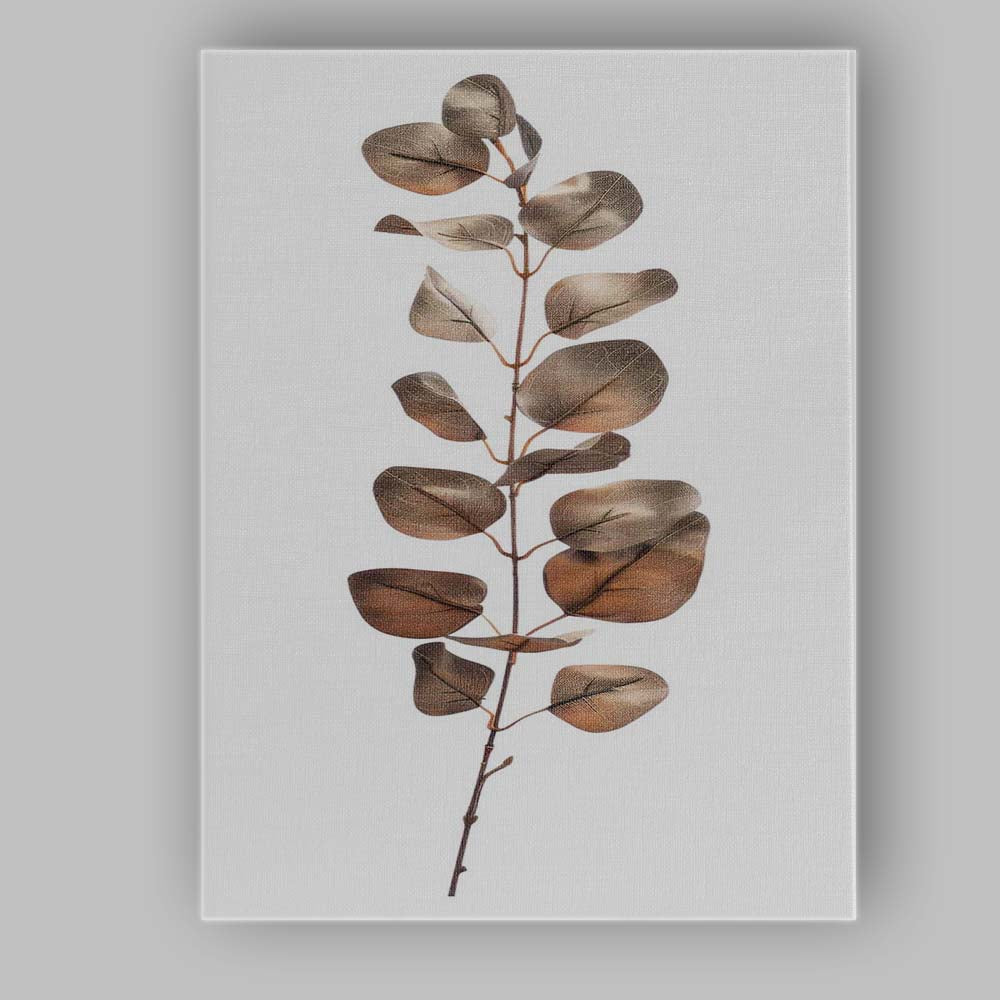 Bronze Eucalyptus Leaf Stem Botanical Illustration Canvas Wall Art Print Decor Picture Ready to Hang