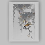 Japanese Style Bird and Berry Vine Nature Artwork Canvas Wall Art Print Decor Picture Ready to Hang