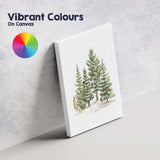 Snowy Evergreen Forest Woodland Watercolour Nature Landscape Canvas Wall Art Print Decor Picture Ready to Hang