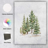 Snowy Evergreen Forest Woodland Watercolour Nature Landscape Canvas Wall Art Print Decor Picture Ready to Hang