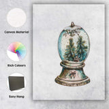 Watercolour Winter Snow Globe Pine Forest Christmas Illustration Canvas Wall Art Print Decor Picture Ready to Hang