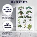 Green Tree Variety Botanical Forest Vector Illustration Canvas Wall Art Print Decor Picture Ready to Hang