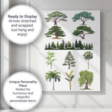 Green Tree Variety Botanical Forest Vector Illustration Canvas Wall Art Print Decor Picture Ready to Hang