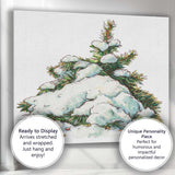 Watercolour Snow Covered Pine Branch Winter Woodland Scene Canvas Wall Art Print Decor Picture Ready to Hang