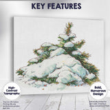 Watercolour Snow Covered Pine Branch Winter Woodland Scene Canvas Wall Art Print Decor Picture Ready to Hang