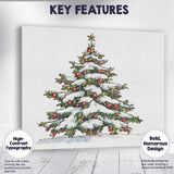 Decorated Snowy Christmas Tree Festive Winter Illustration Canvas Wall Art Print Decor Picture Ready to Hang