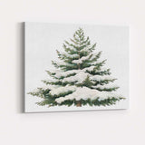 Snow Covered Evergreen Pine Tree Winter Woodland Botanical Illustration Canvas Wall Art Print Decor Picture Ready to Hang