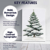 Snow Covered Festive Evergreen Tree Winter Holiday Illustration Canvas Wall Art Print Decor Picture Ready to Hang