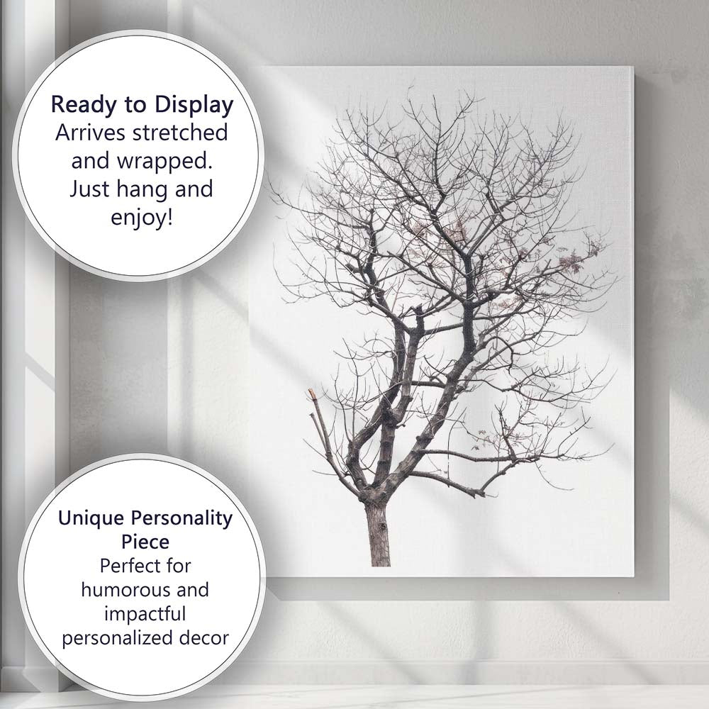 Frost Covered Winter Bare Tree Silhouette Woodland Nature Canvas Wall Art Print Decor Picture Ready to Hang
