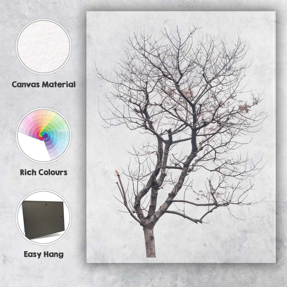 Frost Covered Winter Bare Tree Silhouette Woodland Nature Canvas Wall Art Print Decor Picture Ready to Hang