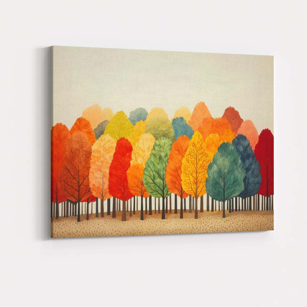 Colourful Autumn Forest Watercolour Woodland Landscape Nature Canvas Wall Art Print Decor Picture Ready to Hang
