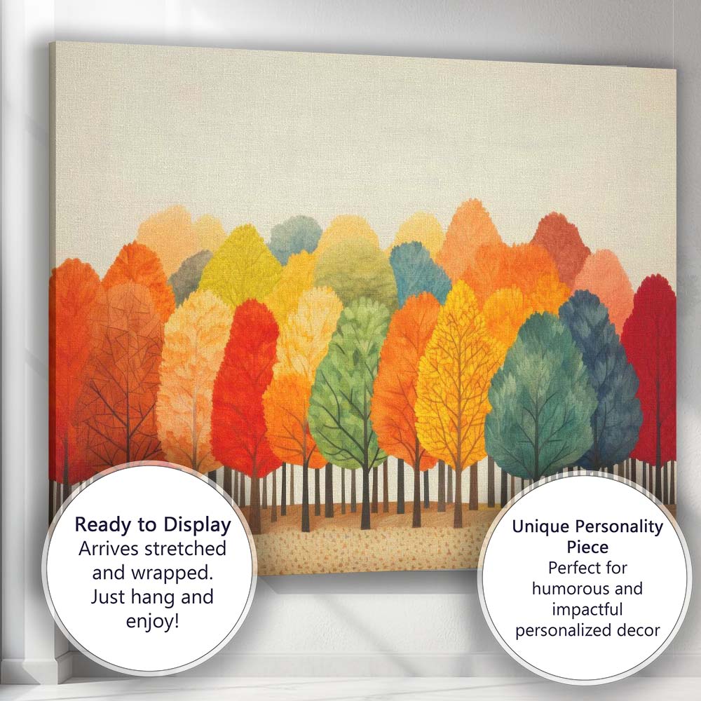 Colourful Autumn Forest Watercolour Woodland Landscape Nature Canvas Wall Art Print Decor Picture Ready to Hang