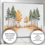 Autumn Woodland Path Watercolour Forest Landscape Nature Canvas Wall Art Print Decor Picture Ready to Hang