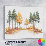 Autumn Woodland Path Watercolour Forest Landscape Nature Canvas Wall Art Print Decor Picture Ready to Hang