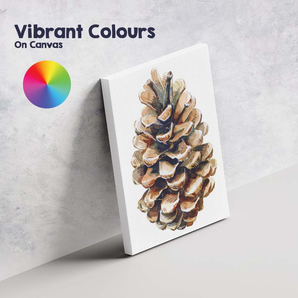 Watercolour Pine Cone Woodland Botanical Nature Study Canvas Wall Art Print Decor Picture Ready to Hang