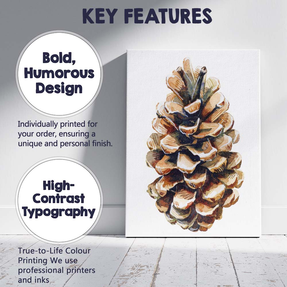 Watercolour Pine Cone Woodland Botanical Nature Study Canvas Wall Art Print Decor Picture Ready to Hang