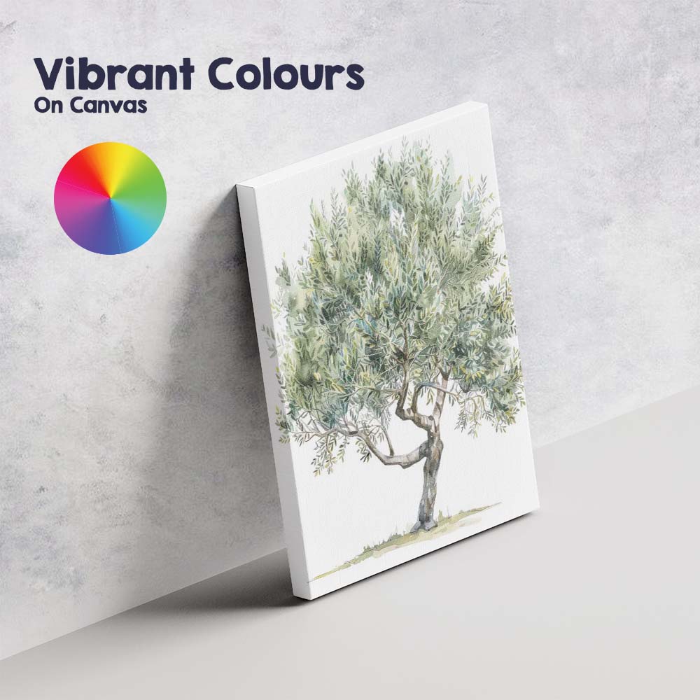 Soft Green Olive Tree Watercolour Rustic Mediterranean Landscape Canvas Wall Art Print Decor Picture Ready to Hang