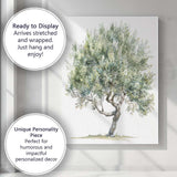 Soft Green Olive Tree Watercolour Rustic Mediterranean Landscape Canvas Wall Art Print Decor Picture Ready to Hang