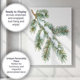 Snow Covered Fir Branch Winter Woodland Watercolour Illustration Canvas Wall Art Print Decor Picture Ready to Hang