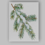 Snow Covered Fir Branch Winter Woodland Watercolour Illustration Canvas Wall Art Print Decor Picture Ready to Hang