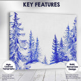 Blue Winter Forest Border Watercolour Evergreen Woodland Scene Canvas Wall Art Print Decor Picture Ready to Hang